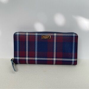 Kate Spade Laurel Way Travel Plaid Zip Around Wallet